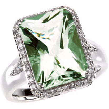 66864:60001:P Green Quartz & Diamond Halo-Style Ring