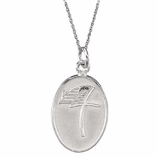 R45108:1000:P Sterling Silver 21x15.2mm Military Loss 18" Necklace with Box