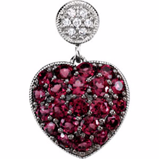 66879:101:P Genuine Brazilian Garnet & Diamond Heart Pendant