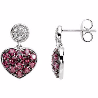 66885:101:P Brazilian Garnet & Diamond Heart Earrings