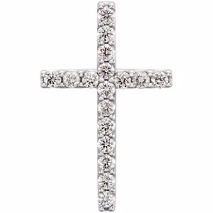 R42157D:100015:P Platinum 1/4 CTW Petite Diamond Cross Pendant