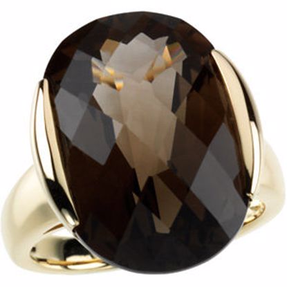66892:101:P 14kt Yellow Checkerboard Smoky Quartz Design Ring