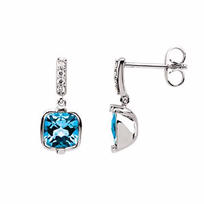 66940:101:P Swiss Blue Topaz & Diamond Earrings