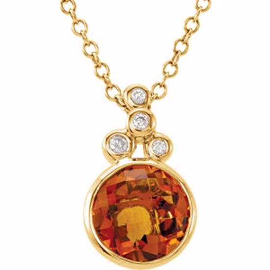 66966:101:P 14kt Yellow Checkerboard Citrine & .04 CTW Diamond 18" Necklace