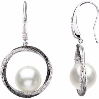 66808:282374:P 14kt White 3/4 CTW Diamond & 11mm South Sea Cultured Pearl Earrings