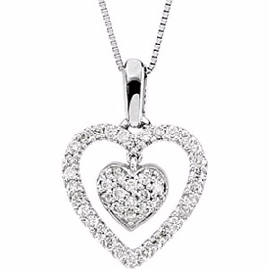 67020:101:P 14kt White 1/4 CTW Diamond Heart Necklace