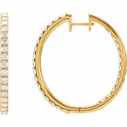 61378:60001:P 14kt Yellow 3 CTW Diamond Hinged Inside/Outside Hoop Earrings