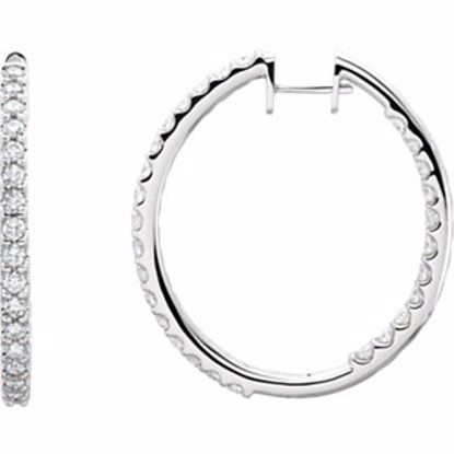 61378:60003:P 14kt White 3 CTW Diamond Hinged Inside/Outside Hoop Earrings