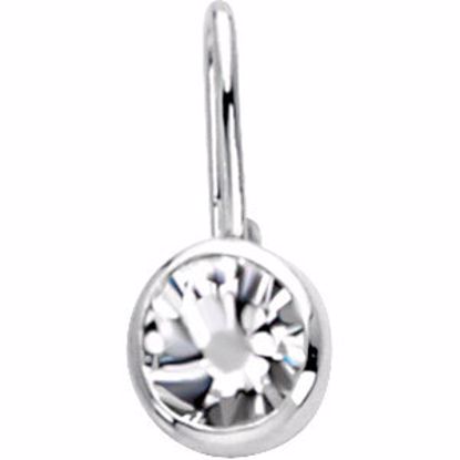 67053:105:P Sterling Silver April Birthstone 12.5x5.75mm Hook Charm/Pendant