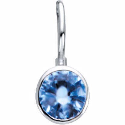 67053:111:P Sterling Silver March Birthstone 11.5x4.5mm Hook Charm/Pendant