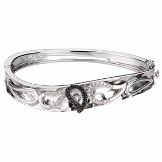 69170:60001:P Sterling Silver & 14kt White 1/3 CTW Diamond Paisley Design Bangle Bracelet