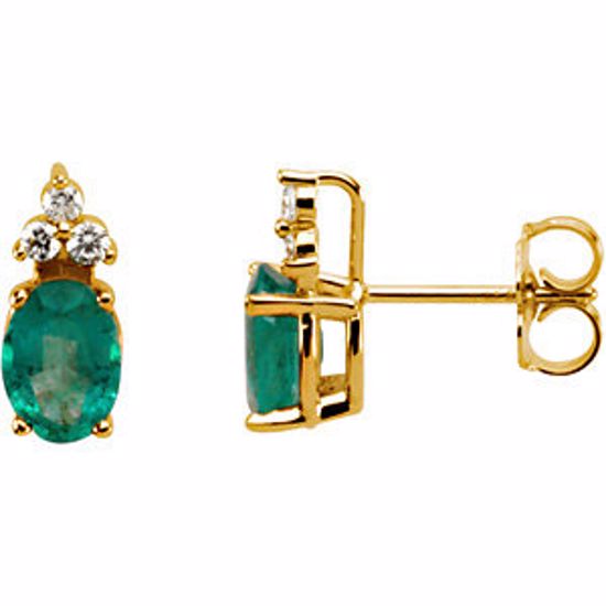 67107:1149:P Emerald & Diamond Accented Earrings