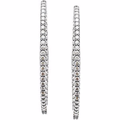 67064:100:P 14kt White 3 CTW Diamond Inside/Outside Hoop Earrings