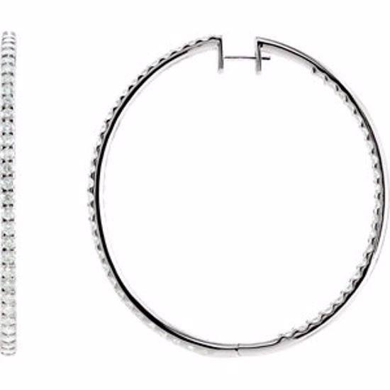 67064:102:P 14kt White 5 CTW Diamond Inside/Outside Hoop Earrings