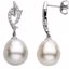 67012:101:P 14kt White South Sea Cultured Pearl & 1/4 CTW Diamond Earrings