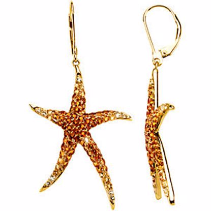 67117:60001:P 14kt Yellow Madeira Citrine, Citrine & Lime Quartz Starfish Earrings