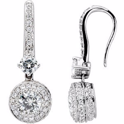 66928:102:P Charles & Colvard Moissanite® & Diamond Halo-Style Earrings 