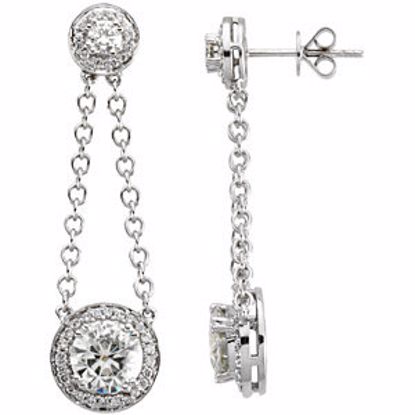 66929:102:P Charles & Colvard Moissanite® & Diamond Halo-Style Earrings 