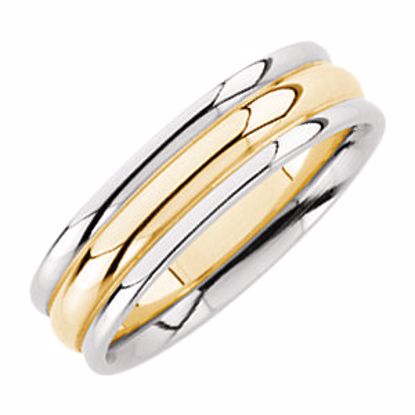 5641:72719:P 14kt White & Yellow 6mm Comfort-Fit Fluted Band Size 6.75