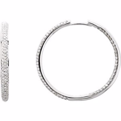 67159:105:P 18kt White 1 3/4 CTW Diamond Inside/Outside Hoop Earrings