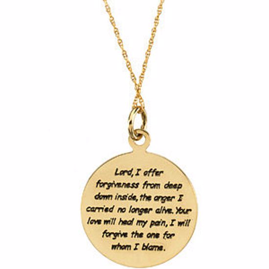 R45109:1010:P 14kt Yellow 20mm  Offering Forgiveness 18" Necklace with Box