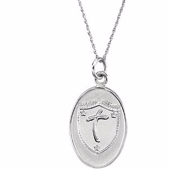 R45113:1020:P 14kt White 21x15.2mm Tragic Event 18" Necklace with Box