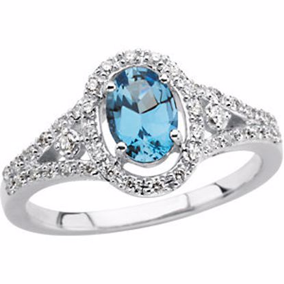 66964:102:P 14kt White 1/4 CTW Diamond & Aquamarine Ring