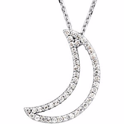 67122:84399:P 14kt White 1/5 CTW Diamond Crescent Moon 16" Necklace