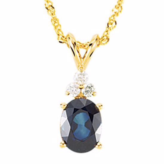 67174:102879:P Genuine Sapphire & Diamond Pendant on Sparkling Singapore Chain