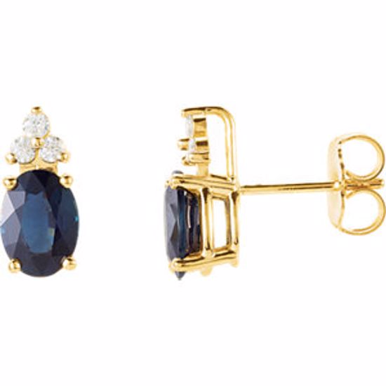 67175:100962:P Blue Sapphire & Diamond Accented Earrings