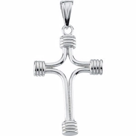 R42018:311484:P 14kt White 33.75x23.25mm Tubulare Cross Pendant