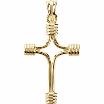 R42018:311485:P 14kt Yellow 33.75x23.25mm Tubulare Cross Pendant