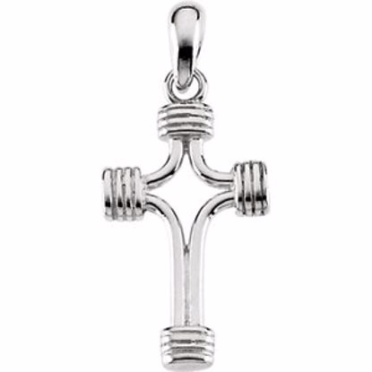 R42018:311487:P 14kt White 24.25x15mm Tubulare Cross Pendant