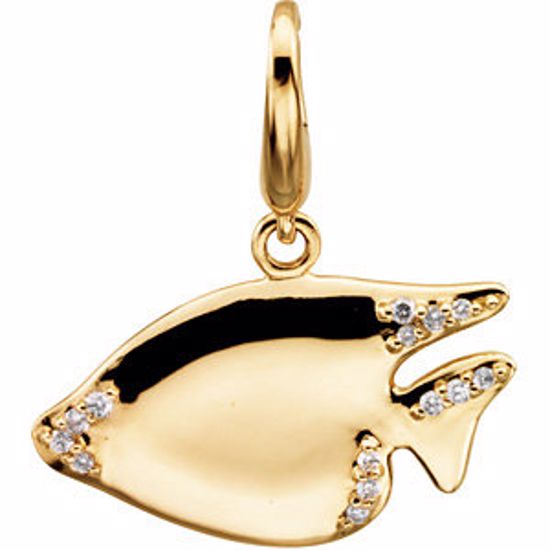 69209:84467:P 14kt Yellow .07 CTW Diamond Sunfish Charm