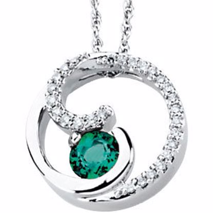 66744:60002:P 14kt White Emerald & 1/4 CTW Diamond Pendant