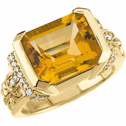67198:71381:P 14kt Yellow Citrine & 1/5 CTW Diamond Ring