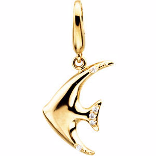 69211:84468:P 14kt Yellow .03 CTW Diamond Angel Fish Charm