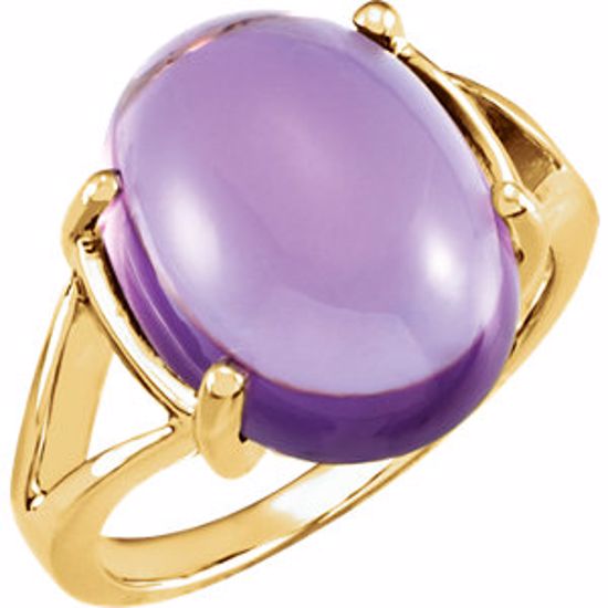 67220:71481:P 18kt Yellow 16x12mm Cabochon Amethyst Ring 