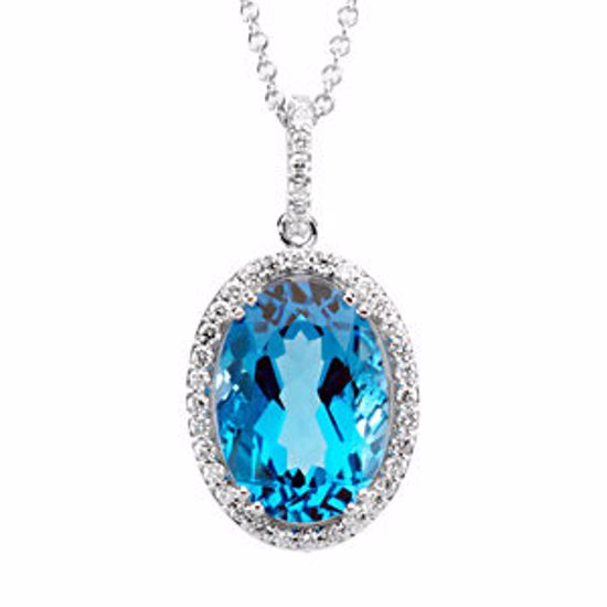 69219:67066:P Genuine Swiss Blue Topaz & Diamond Necklace