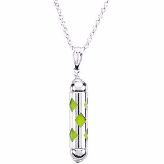 19782:6001:P Sterling Silver Green Youth Make it Happen Lanterns Necklace