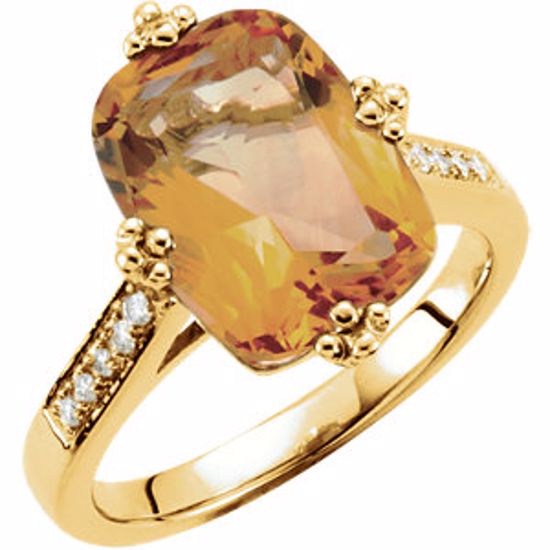 67240:60001:P 14kt Yellow Citrine & .08 CTW Diamond Ring
