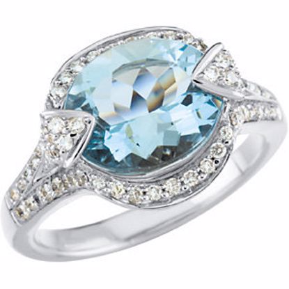 67243:60001:P Aquamarine & Diamond Accented Ring