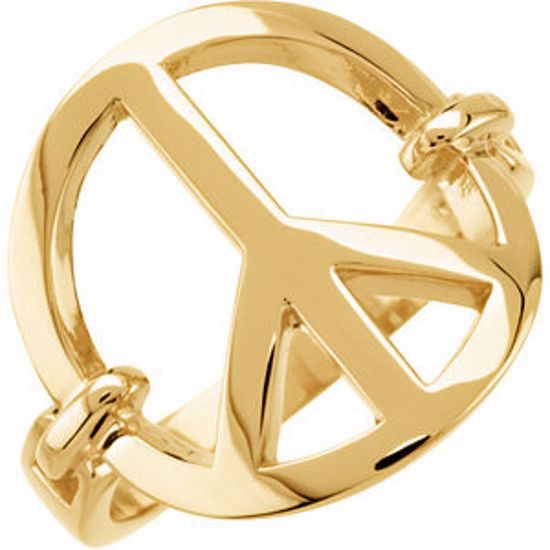 50850:101:P 14kt Yellow Peace Sign Ring
