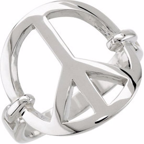 50850:102:P 14kt White Peace Sign Ring