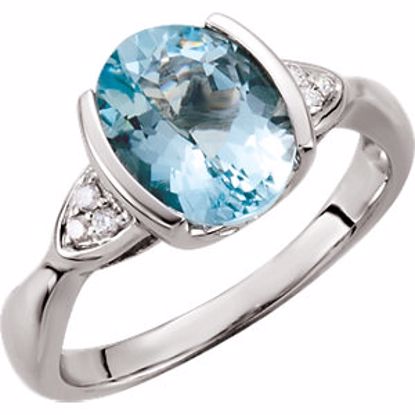 67285:101:P Aquamarine & Diamond Accented Ring