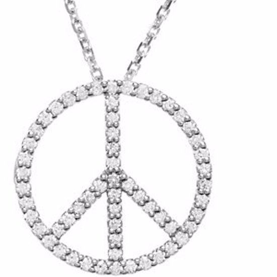 R45184D:100003:P Platinum 1/3 CTW Diamond Peace Sign 16" Necklace