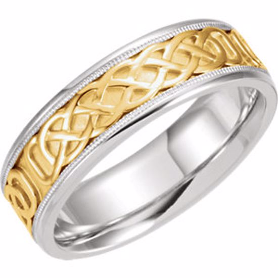 50388:313885:P 14kt White & Yellow 7mm Celtic-Inspired Band Size 12.5