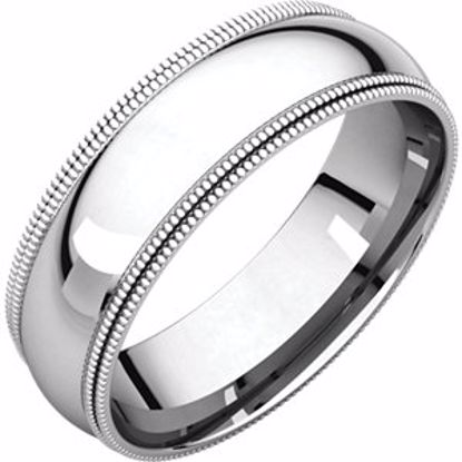 DMGR12:276407:P 10kt White 6mm Double Milgrain Comfort Fit Band