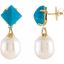 67299:102:P 18kt Yellow Turquoise & South Sea Cultured Pearl Earrings