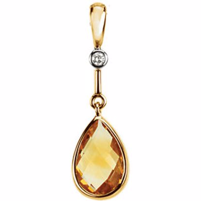 67305:101:P 14kt Yellow Citrine & .015 CTW Diamond Pendant